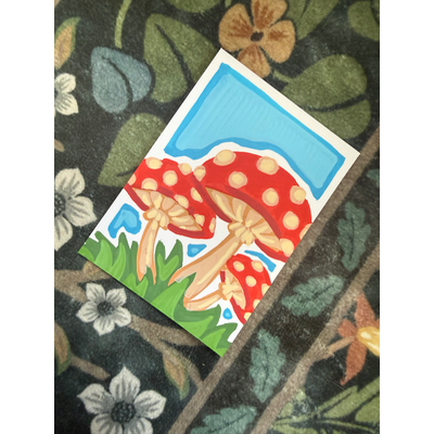Mushroom Buddies aceo art card thumbnail 2