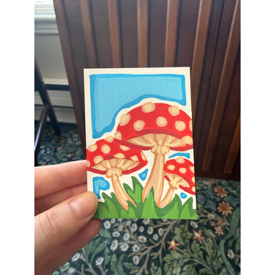 Mushroom Buddies aceo art card thumbnail 4