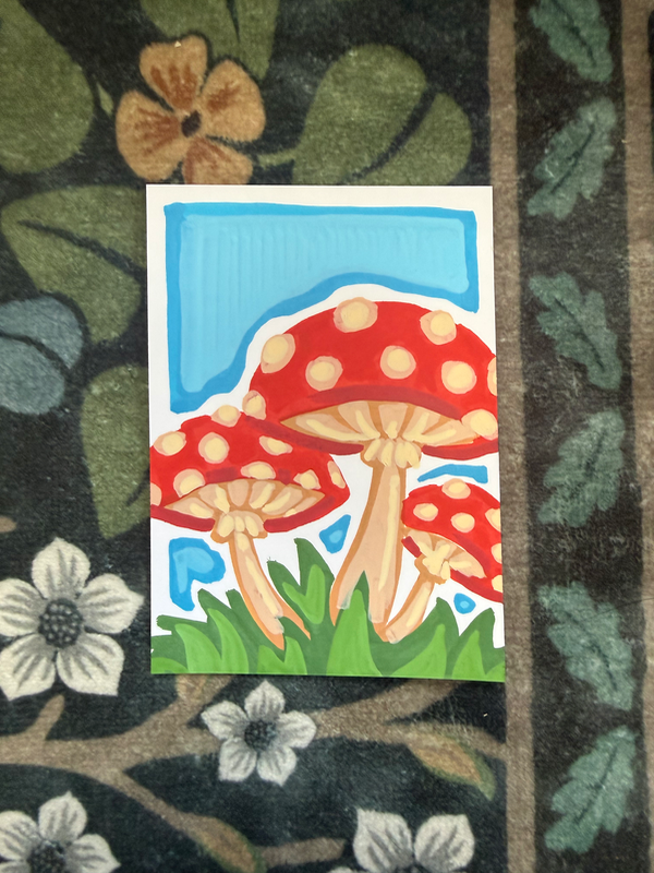 Mushroom Buddies aceo art card