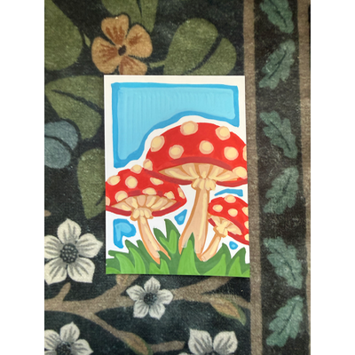 Mushroom Buddies aceo art card thumbnail 1