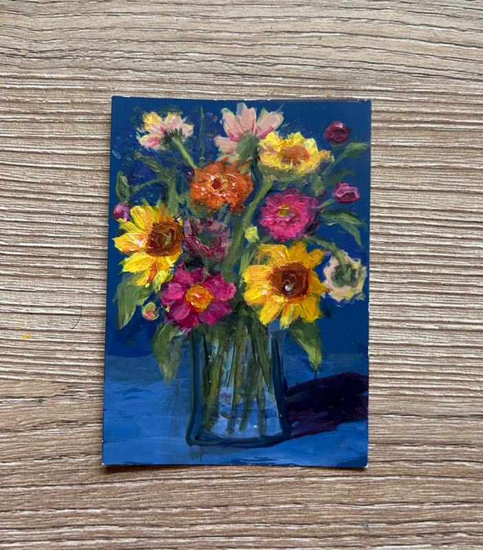 Wildflowers In Blue aceo art card