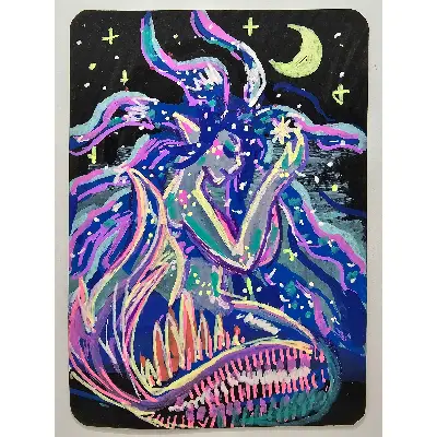 Galaxy Mermaid aceo art card thumbnail 2