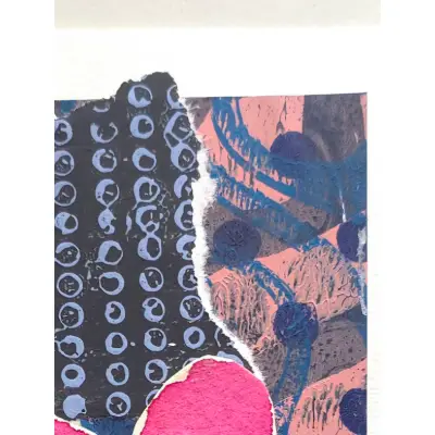Collage, Pink and Blue aceo art card thumbnail 3