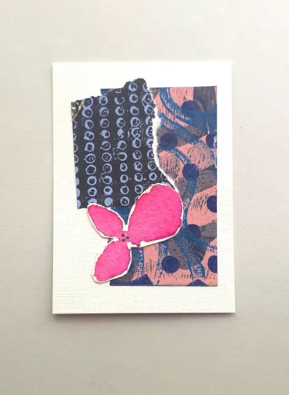 Collage, Pink and Blue aceo art card