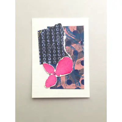 Collage, Pink and Blue aceo art card thumbnail 1