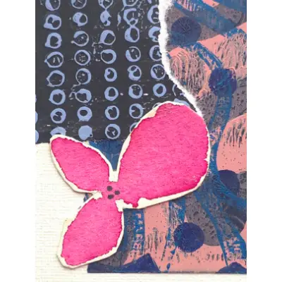 Collage, Pink and Blue aceo art card thumbnail 2