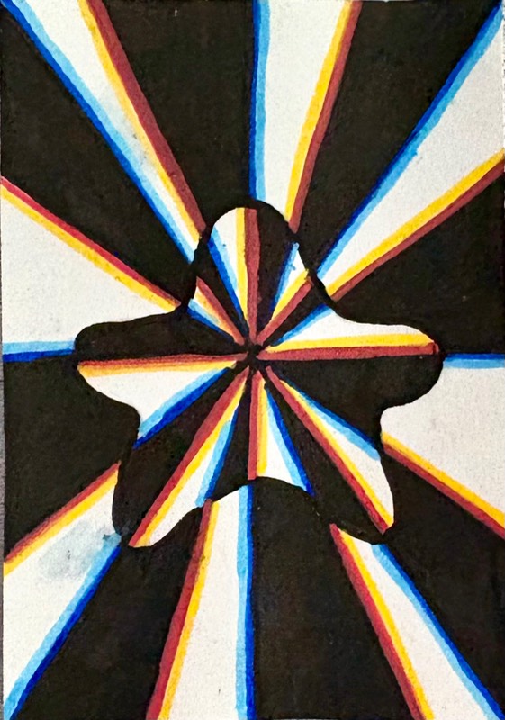 Rainbow Star Optical Illusion aceo art card