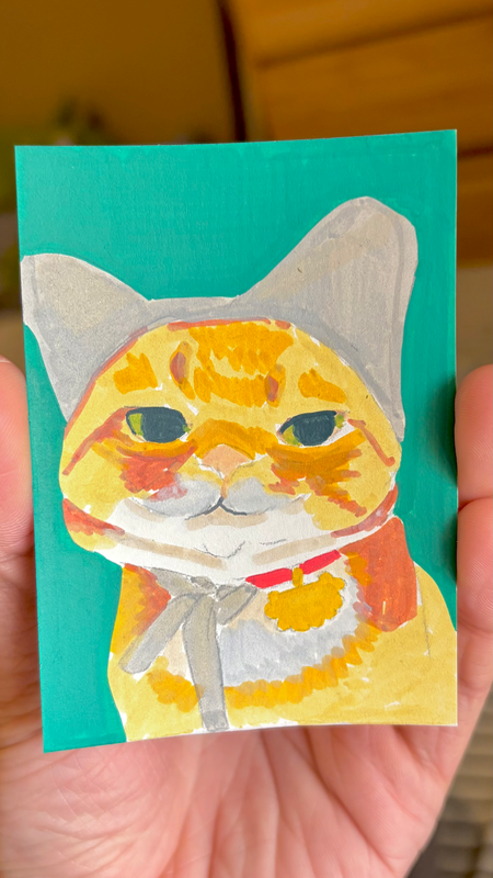 Silly Cat Hat | Random Cat Series aceo art card