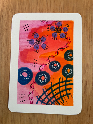 Bright abstract aceo art card thumbnail 1
