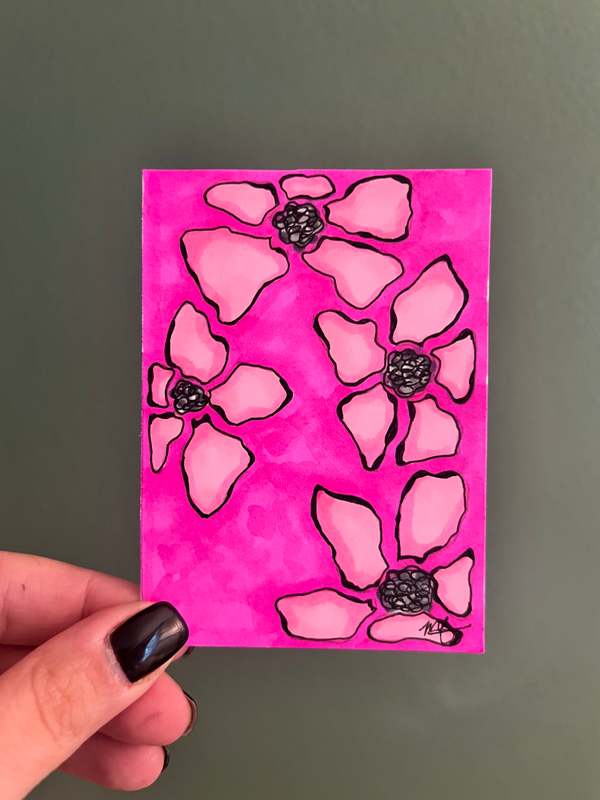 Melting Flowers- Petunias aceo art card