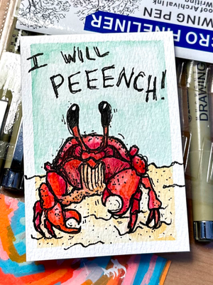 Crabby aceo art card thumbnail 1