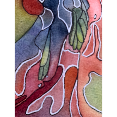 Deconstructed Parrot aceo art card thumbnail 2