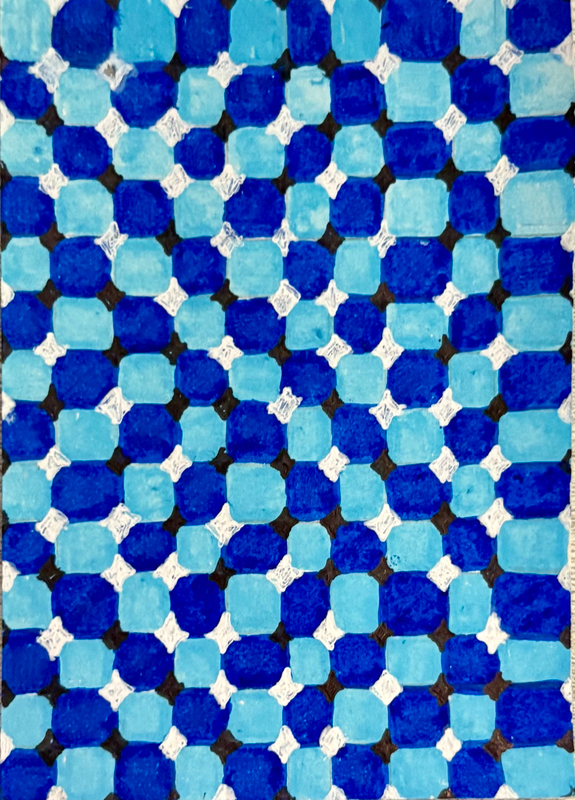 Checkerboard Optical Illusion aceo art card