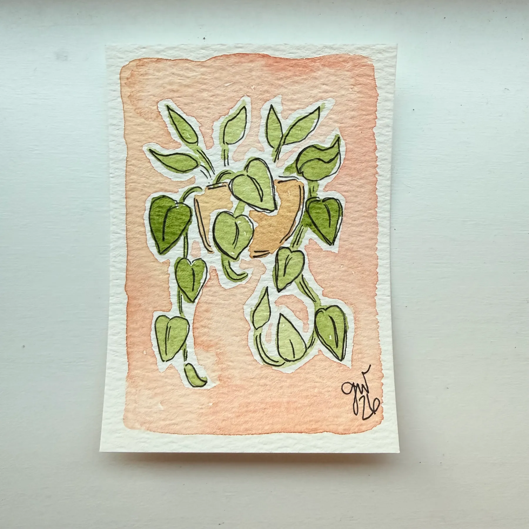 Happy Houseplants 3 | Pothos aceo art card