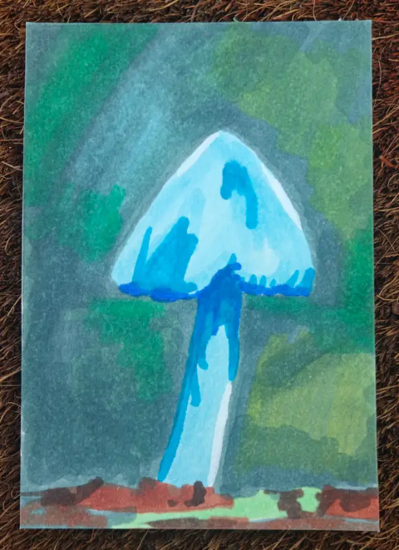 Mushrooms #7 - Blue Pinkgill aceo art card