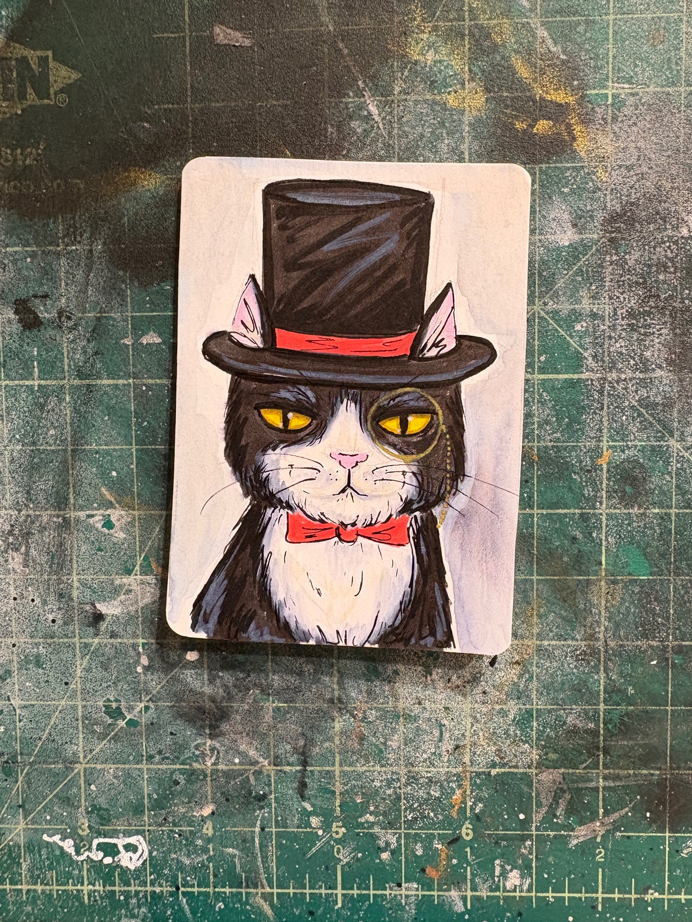 Tuxedo Cat aceo art card