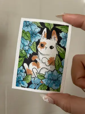 Garden Bunny aceo art card thumbnail 2