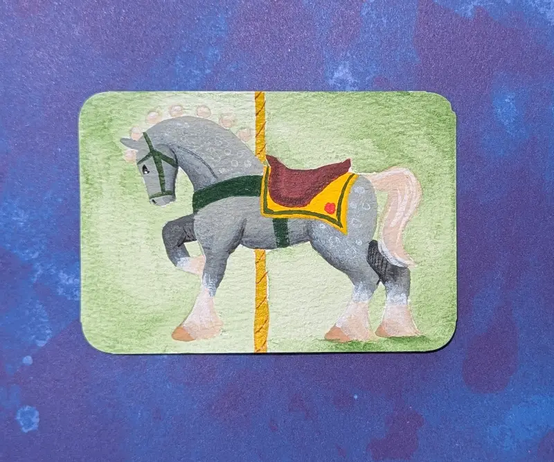 Carousel Horse - Dappled Gray aceo art card