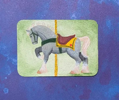 Carousel Horse - Dappled Gray aceo art card thumbnail 1