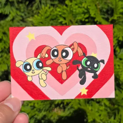 Powerpup Girls aceo art card thumbnail 1