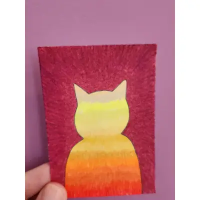 Sunset Cat aceo art card thumbnail 1
