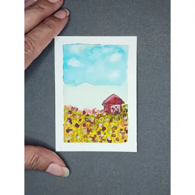 Wildflower field 3 aceo art card thumbnail 2