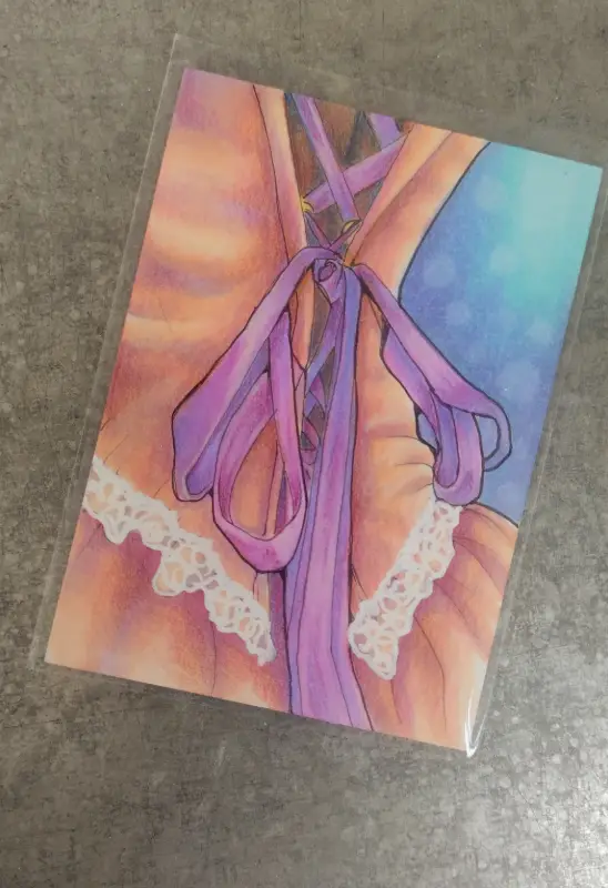 Peachy Purple Corset - Original ACEO aceo art card
