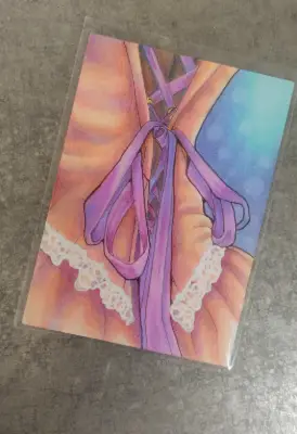 Peachy Purple Corset - Original ACEO aceo art card thumbnail 1