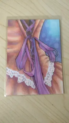 Peachy Purple Corset - Original ACEO aceo art card thumbnail 3