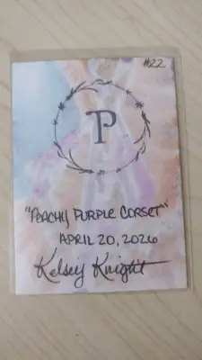 Peachy Purple Corset - Original ACEO aceo art card thumbnail 2
