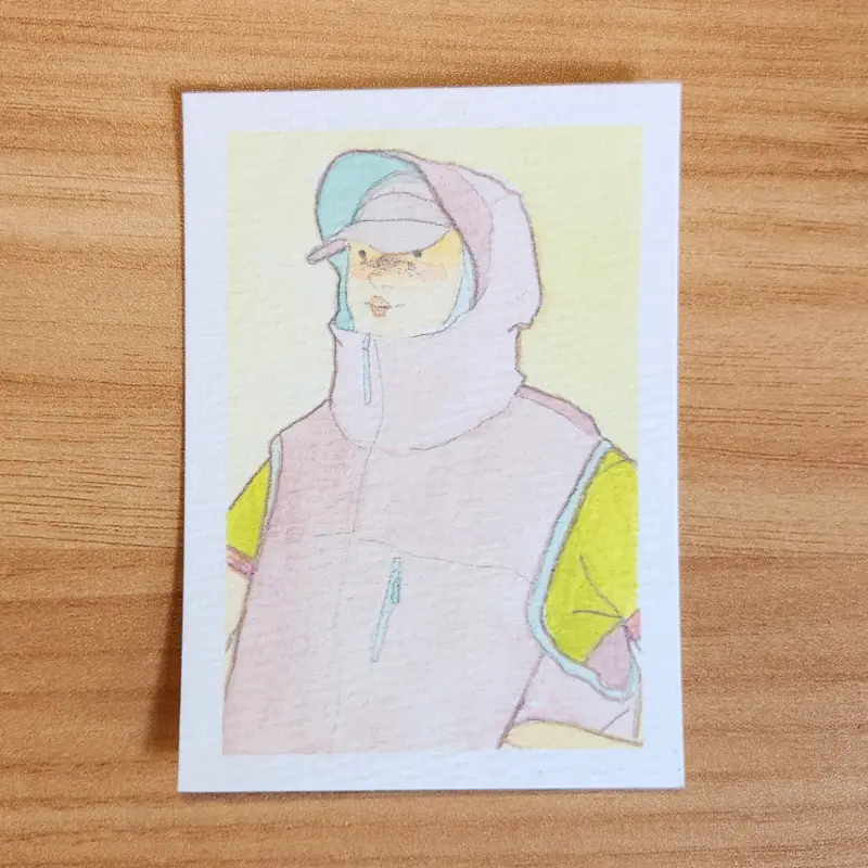 hiking: vest aceo art card