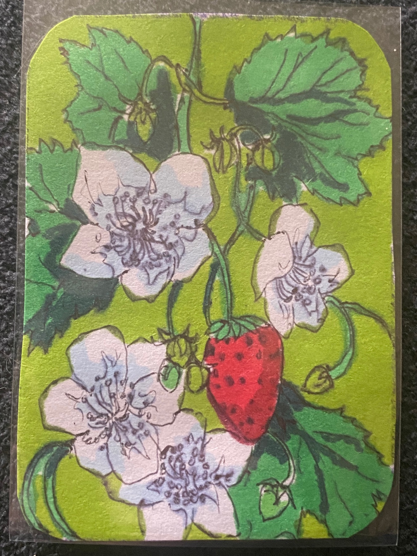 Strawberry Garden aceo art card