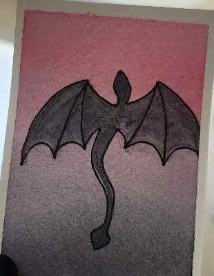 Original Watercolor Dragon aceo art card thumbnail 2