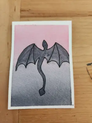 Original Watercolor Dragon aceo art card thumbnail 1