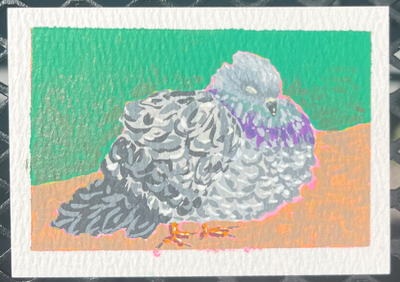Plush Peaceful Pigeon aceo art card thumbnail 2