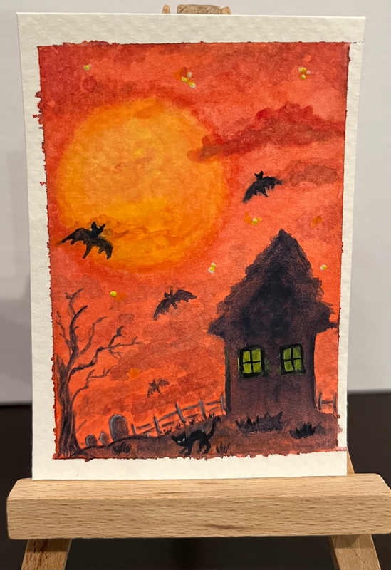 Haunted House aceo art card