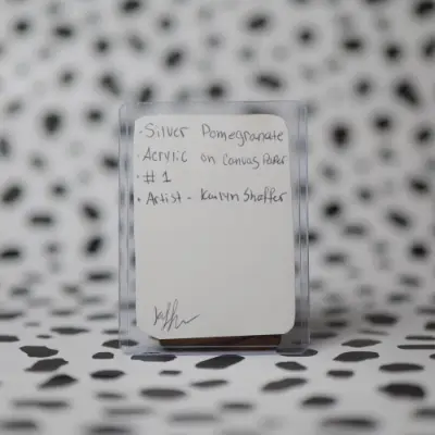 ACEO Art Card "Silver Pomegranate" Original Acrylic Canvas Painting 1 of 3 aceo art card thumbnail 3