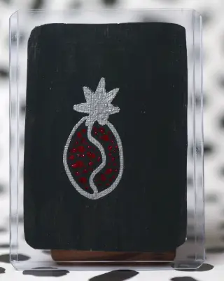 ACEO Art Card "Silver Pomegranate" Original Acrylic Canvas Painting 1 of 3 aceo art card thumbnail 1