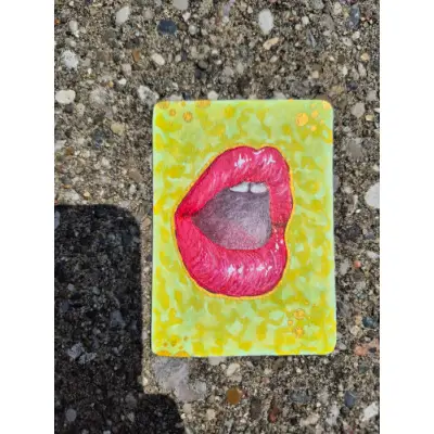 Lips aceo art card thumbnail 2