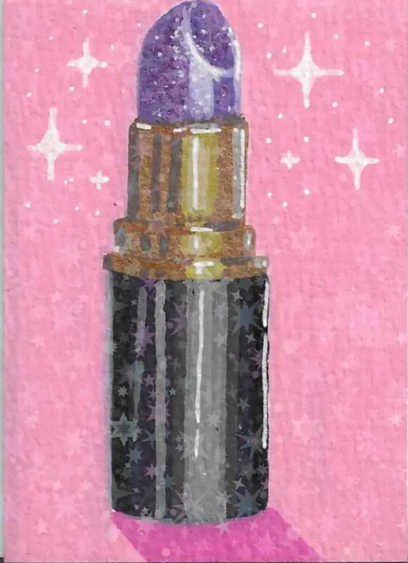 Sparkly Purple Lipstick aceo art card