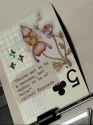Quote Card #201 by Mazerzine floral Albert Einstein flower aceo art card thumbnail 2