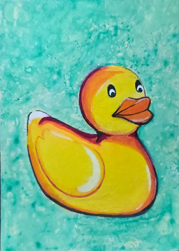 Retro Ducky aceo art card