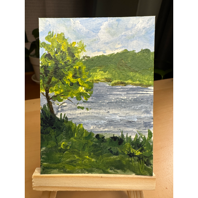 Lake breeze - Plein Air Painting aceo art card thumbnail 1