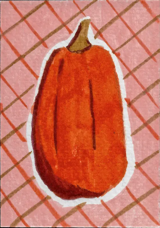 Orange Pumpkin Watercolor aceo art card
