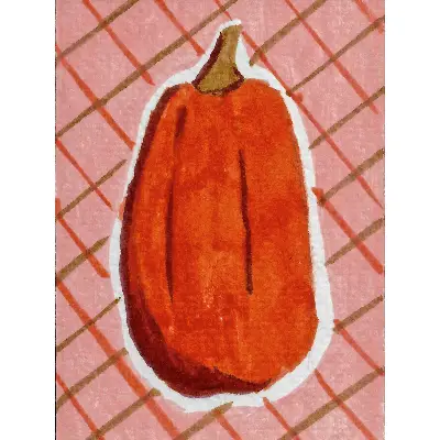 Orange Pumpkin Watercolor aceo art card thumbnail 1