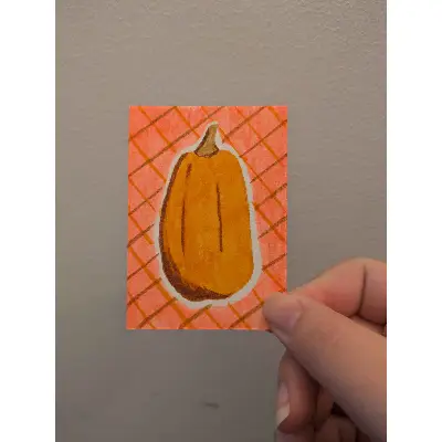 Orange Pumpkin Watercolor aceo art card thumbnail 2