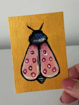 Whimsical Moth aceo art card thumbnail 1