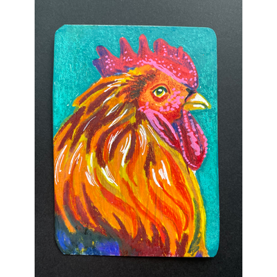 Lucky Rooster aceo art card thumbnail 1