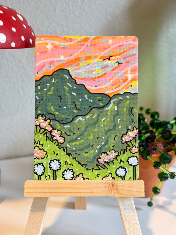 Sunset Flower Meadow aceo art card