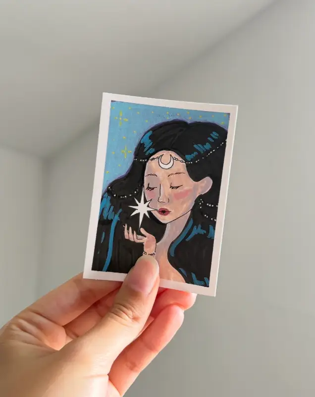 Moon Goddess - Whimsical Series by BukoTats aceo art card